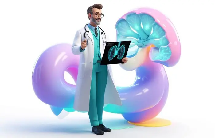 Medical Professional with X-Ray Report 3D Graphic Illustration